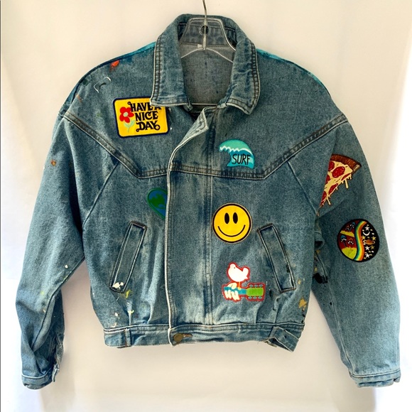 custom patch denim jacket